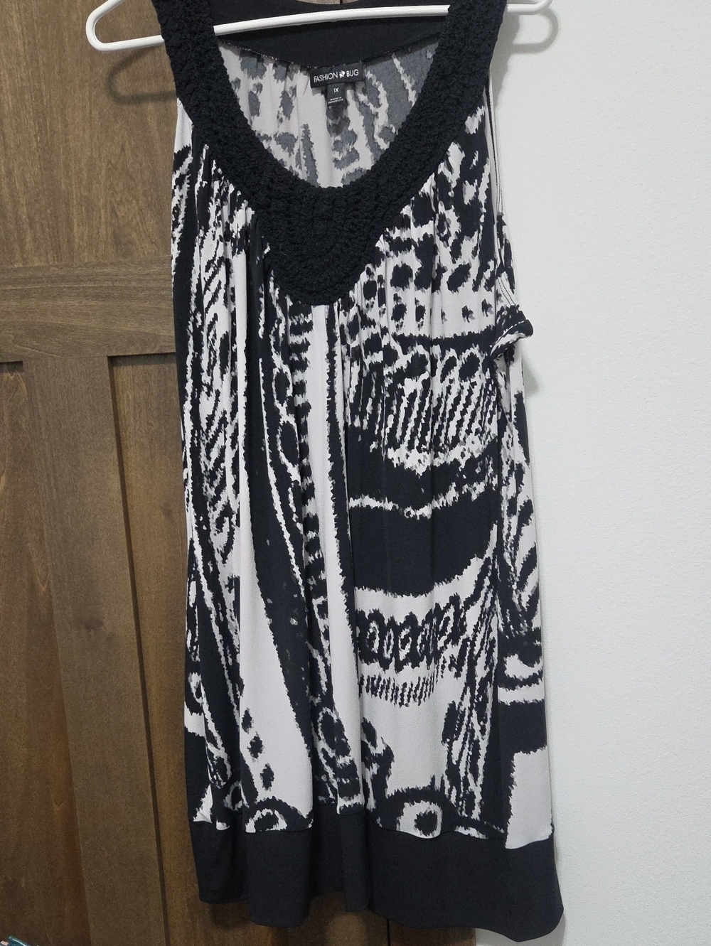 Fashion Bug Black and White Abstract Knit Tank Dress